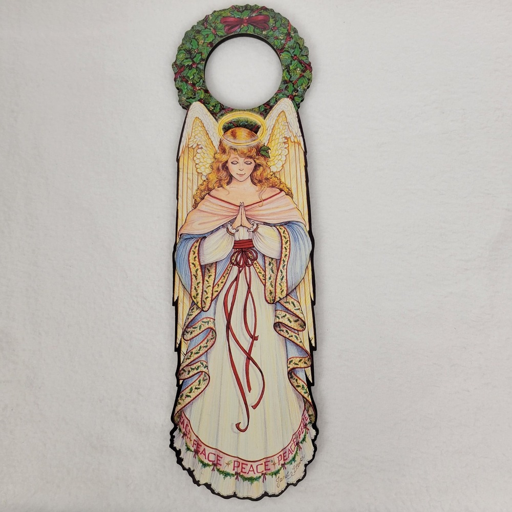Vintage Christmas Angel Door Hanger Hearthstone Studio Signed Janet Stever Wood